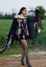 Load image into Gallery viewer, CRUNK BLACK EMBELLISHED TRAPEZE MINI DRESS
