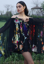 Load image into Gallery viewer, CRUNK BLACK EMBELLISHED TRAPEZE MINI DRESS
