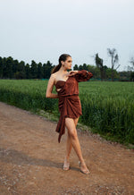 Load image into Gallery viewer, CRUNK MOCHA ONE SHOULDER MINI DRESS
