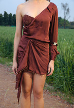Load image into Gallery viewer, CRUNK MOCHA ONE SHOULDER MINI DRESS

